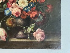 画像9: 19世紀 イタリア絵画 静物画 油絵 お花のコンポジション 70x58cm＃2〚202504-002〛 (9)