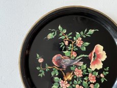 画像2: アンティーク 鳥とお花 エナメル絵付け 大型トレイ 直径45cm〚202504-007 (2)
