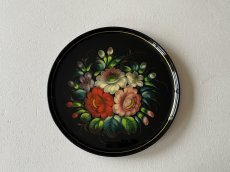 画像1: ソビエト時代 アンティーク ジョストヴォ エナメル絵付け トレイ 直径32cm〚202504-006〛 (1)