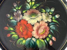 画像6: ソビエト時代 アンティーク ジョストヴォ エナメル絵付け トレイ 直径32cm〚202504-006〛 (6)