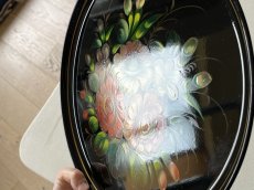 画像8: ソビエト時代 アンティーク ジョストヴォ エナメル絵付け トレイ 直径32cm〚202504-006〛 (8)