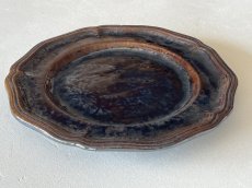 画像17: 南仏陶器 デュルフィ窯 焦げ茶釉薬 花リム 大型プレート 33cm〚202504-027〛 (17)