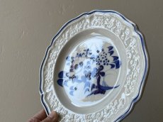 画像3: 19世紀 フランス北部 花リム皿 花レリーフ 青い絵付けプレート ＃3〖202404−36〗 (3)