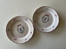 画像21: フランス東部 ファイアンス お花とモノグラム、ヤグルマギク 絵付けプレート ＃1〚202504-014〛 (21)
