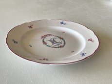 画像18: フランス東部 ファイアンス お花とモノグラム、ヤグルマギク 絵付けプレート ＃1〚202504-014〛 (18)