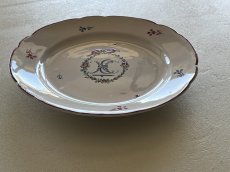 画像23: フランス東部 ファイアンス お花とモノグラム、ヤグルマギク 絵付けプレート ＃2〚202504-015〛 (23)