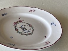 画像25: フランス東部 ファイアンス お花とモノグラム、ヤグルマギク 絵付けプレート ＃2〚202504-015〛 (25)