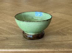 画像1: カフェオレボウル 南仏 デュルフィ 緑釉と焦げ茶 小さめのボウル 口径10.7cm [202508-57] (1)