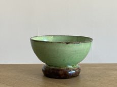 画像11: カフェオレボウル 南仏 デュルフィ 緑釉と焦げ茶 小さめのボウル 口径10.7cm [202508-57] (11)
