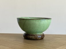 画像12: カフェオレボウル 南仏 デュルフィ 緑釉と焦げ茶 小さめのボウル 口径10.7cm [202508-57] (12)