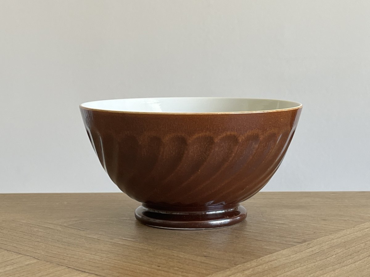 画像1: カフェオレボウル サルグミンヌ セラミック製 焦げ茶と白のボウル 口径13.4cm ＃1 [202508-58] (1)