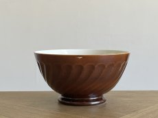 画像4: カフェオレボウル サルグミンヌ セラミック製 焦げ茶と白のボウル 口径13.4cm ＃1 [202508-58] (4)