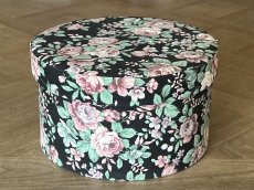 画像4: ヴィンテージボックス 黒地にお花柄 カルトナージュ BOX 直径26.7cm [202508-09] (4)