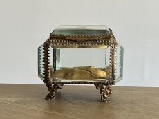 画像25: ベベルガラスと真鍮 ジュエリーボックス 四角 7.5x7.3x6.7cm [202508-14] (25)