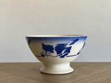 画像1: カフェオレボウル バドンヴィレー ねこ 猫 ネコ ブルー 口径14.4cm [202508-66] (1)