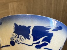 画像10: カフェオレボウル バドンヴィレー ねこ 猫 ネコ ブルー 口径14.4cm [202508-66] (10)