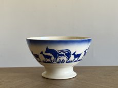 画像1: カフェオレボウル バドンヴィレー アニマル柄 ブルー 口径14.3cm [202508-67] (1)