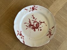 画像1: フランス東部 サンクレモン 白釉に赤い薔薇の絵付けプレート ＃1 [202508-23] (1)