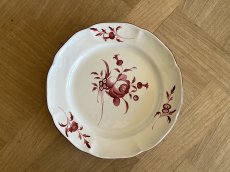 画像1: フランス東部 サンクレモン 白釉に赤い薔薇の絵付けプレート ＃2 [202508-24] (1)