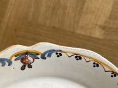 画像7: フランスアンティーク 白釉に お花のメダイヨン 絵付けプレート [202508-26] (7)