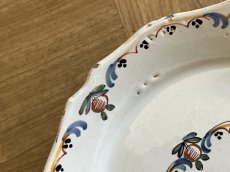 画像11: フランスアンティーク 白釉に お花のメダイヨン 絵付けプレート [202508-26] (11)