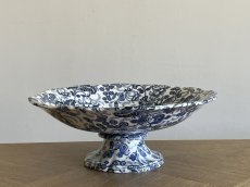 画像10: ボルドー窯 Jules Vieillard ブルー タピスリー柄 コンポティエ [202508-56] (10)
